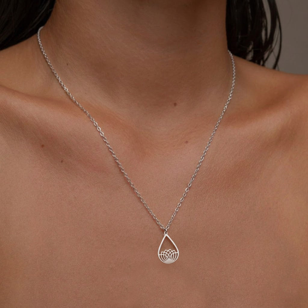 Silver Lotus Necklace for Wisdom
