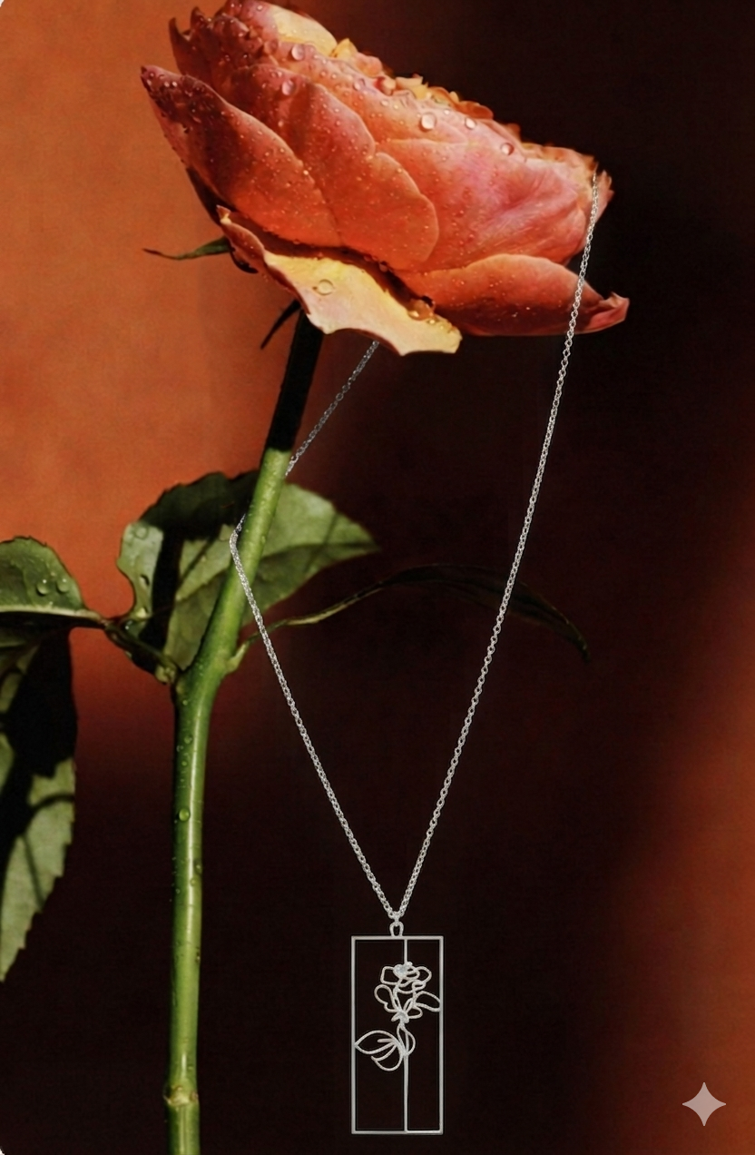 Silver Rose Necklace