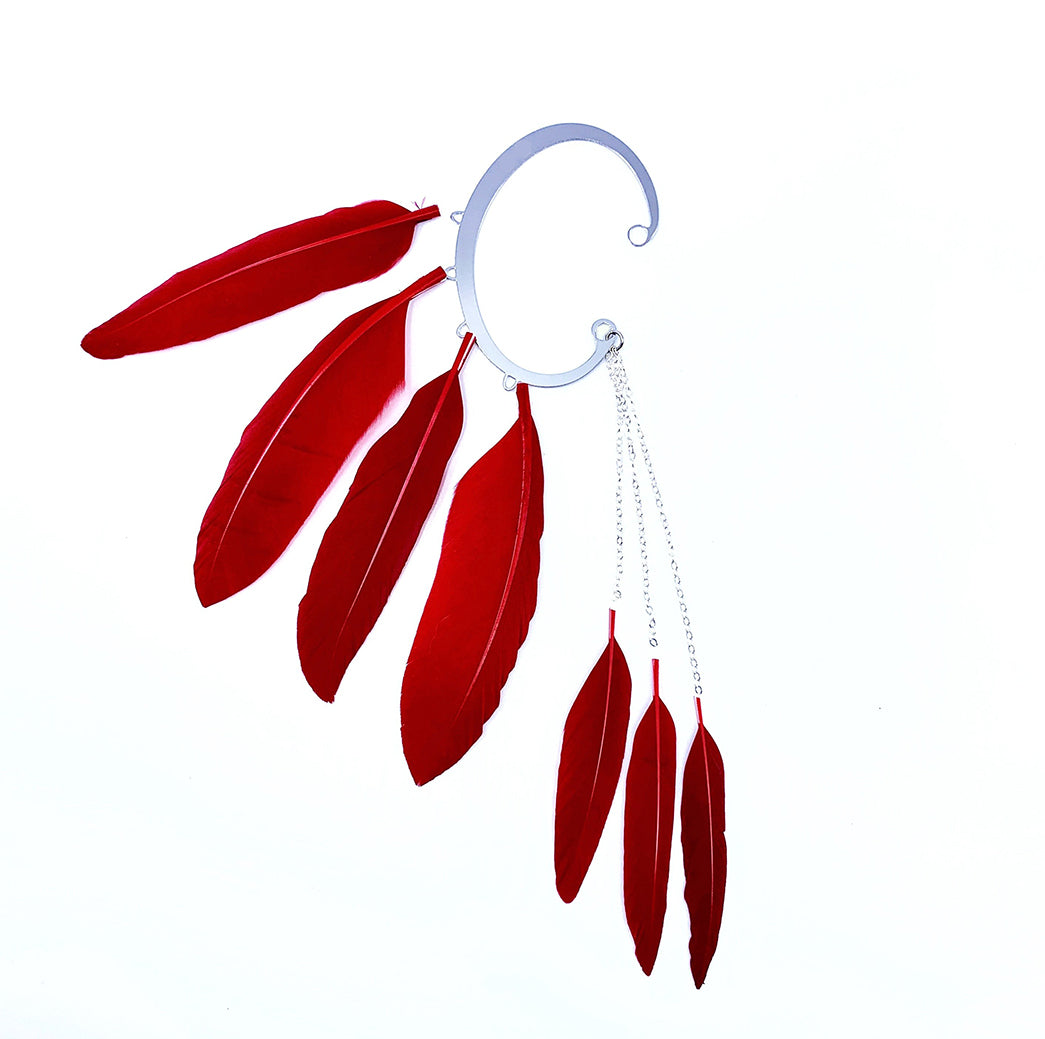 Red Feather Ear Cuff