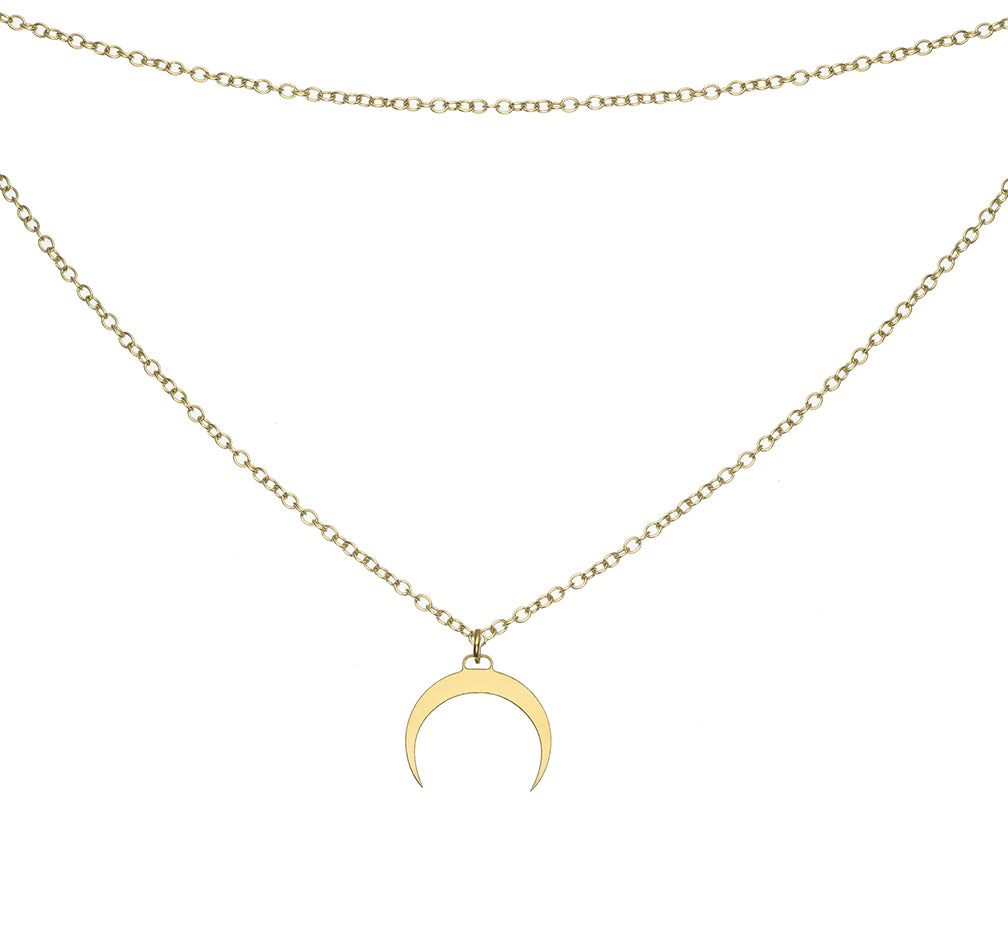 Layered Crescent Moon Necklace