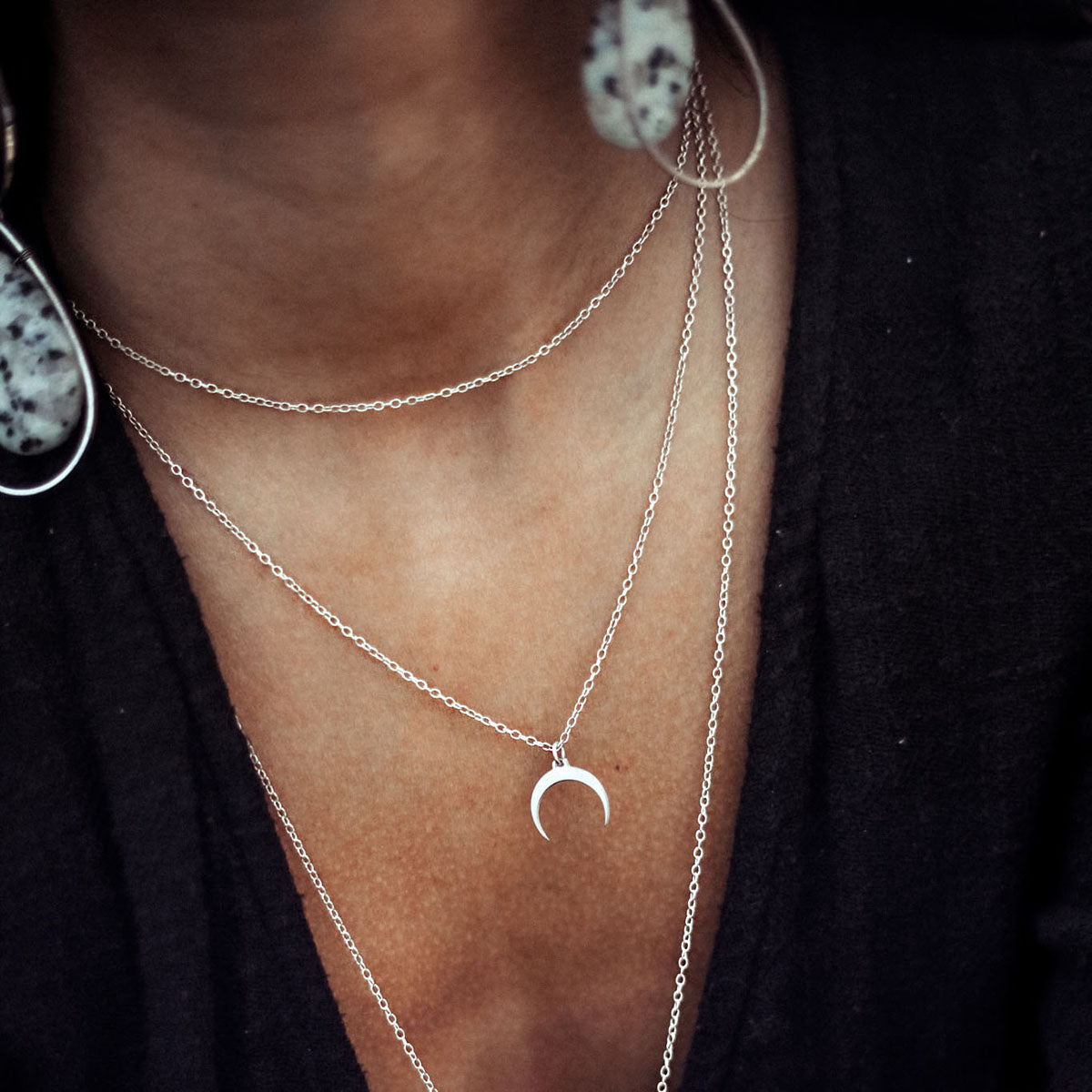 Layered crescent sale moon necklace