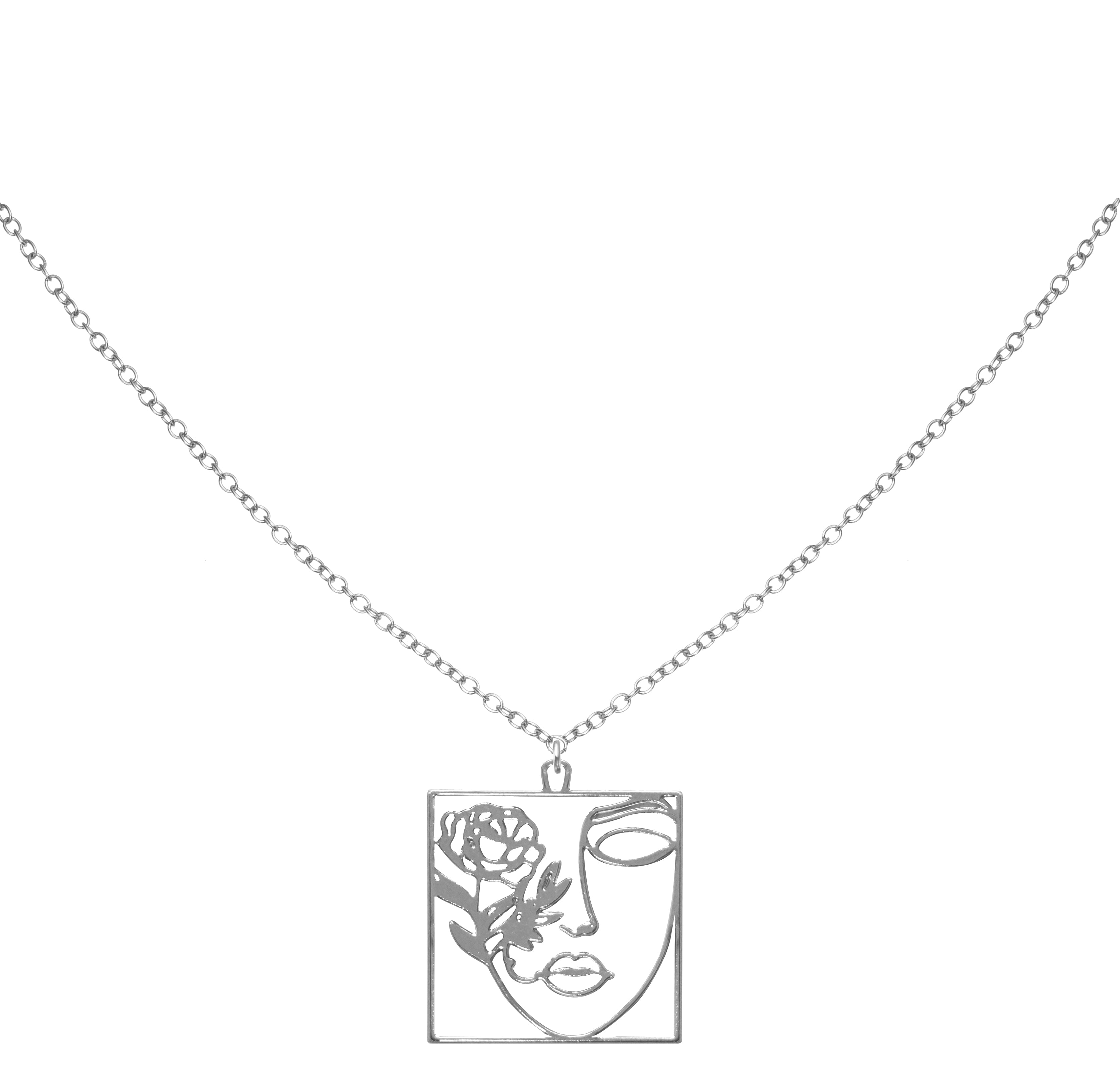 Line art Flower Necklace