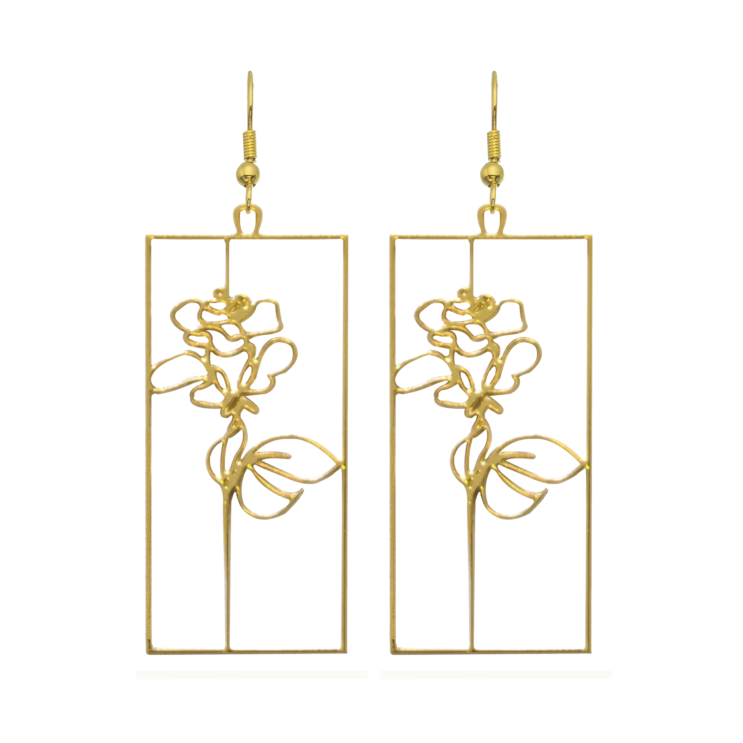 Art Jewelry - Hand Drawn Flower Earrings