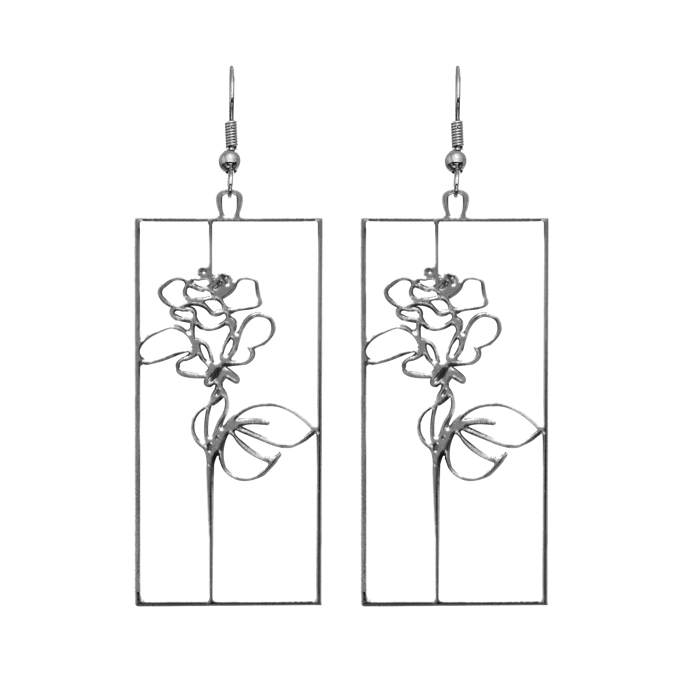 Art Jewelry - Hand Drawn Flower Earrings