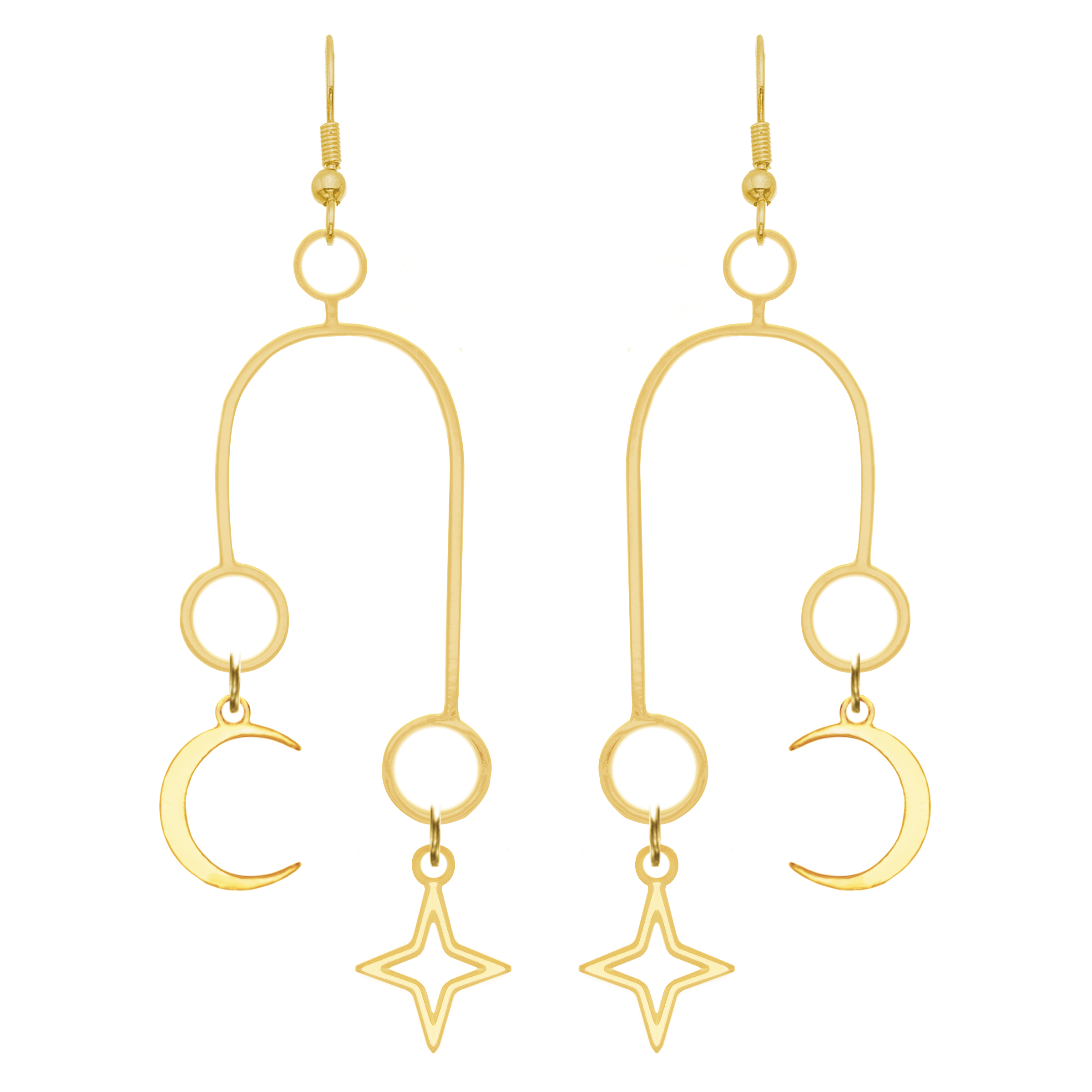 Moon and Star Chandelier Earrings