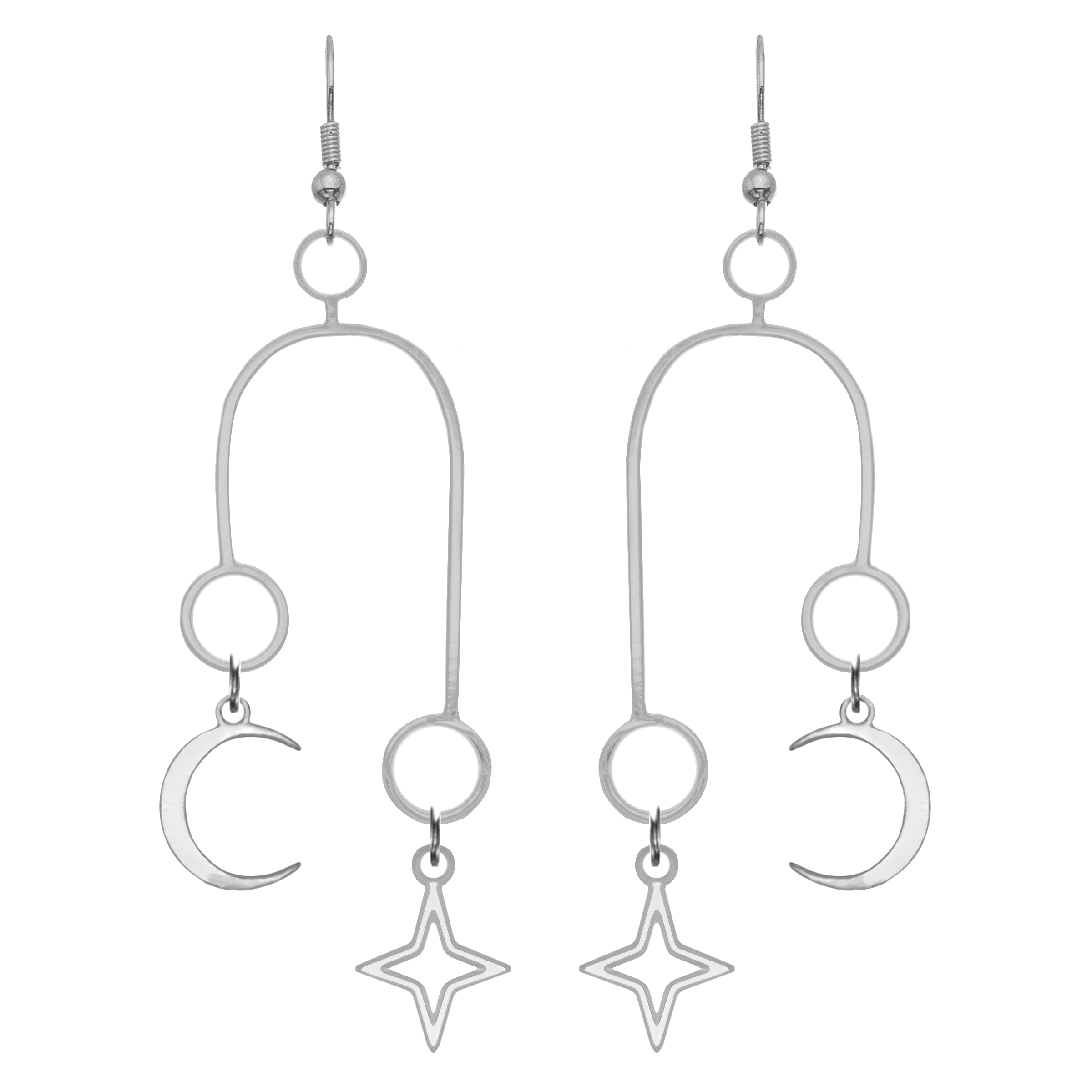 Moon and Star Chandelier Earrings