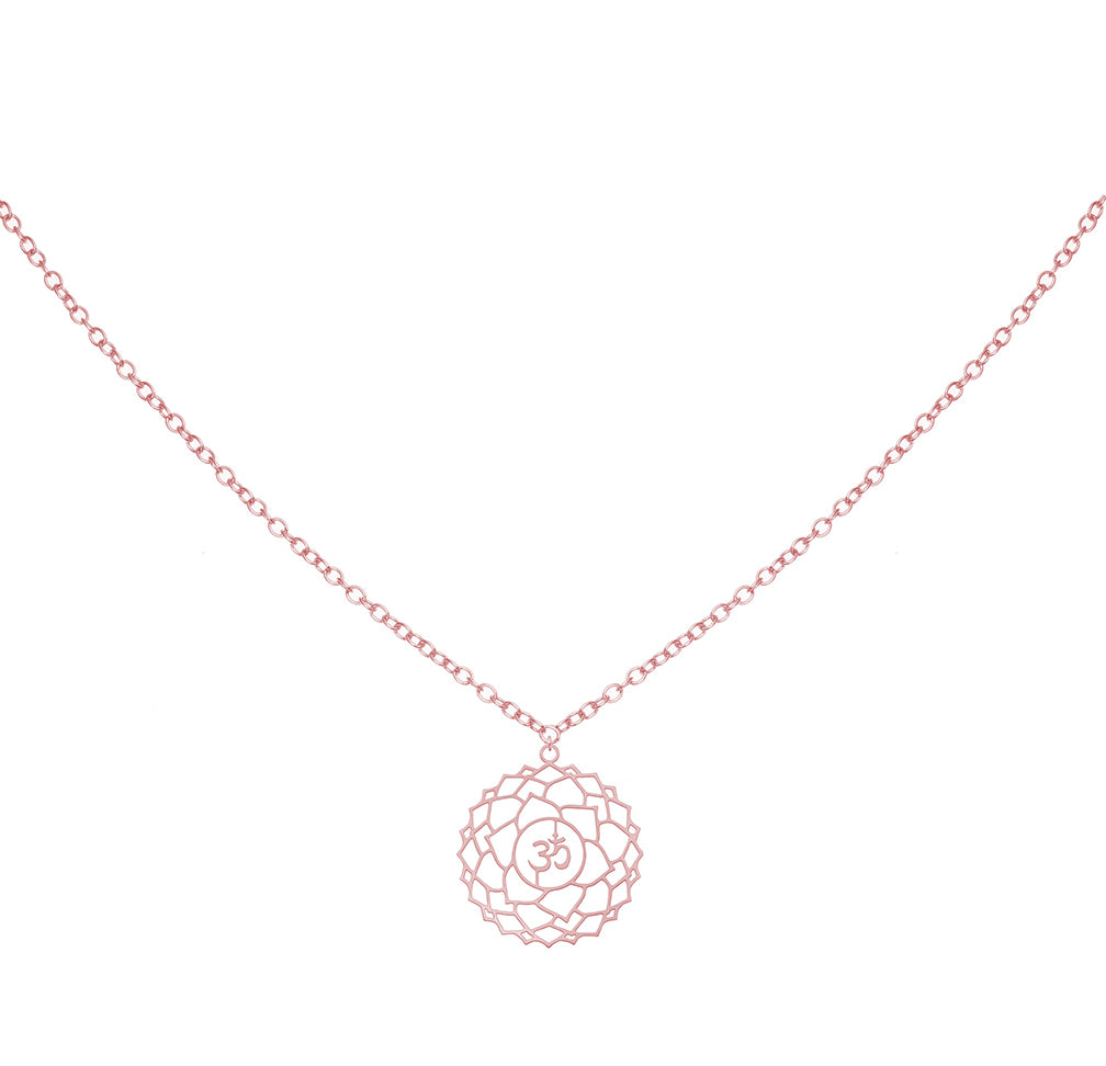 rose gold crown chakra symbol necklace