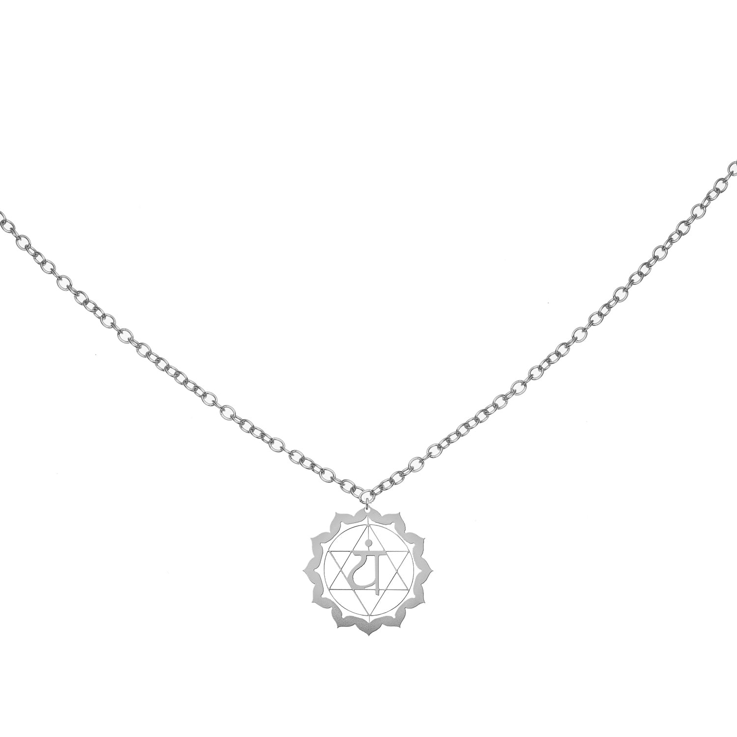 Silver heart chakra necklace